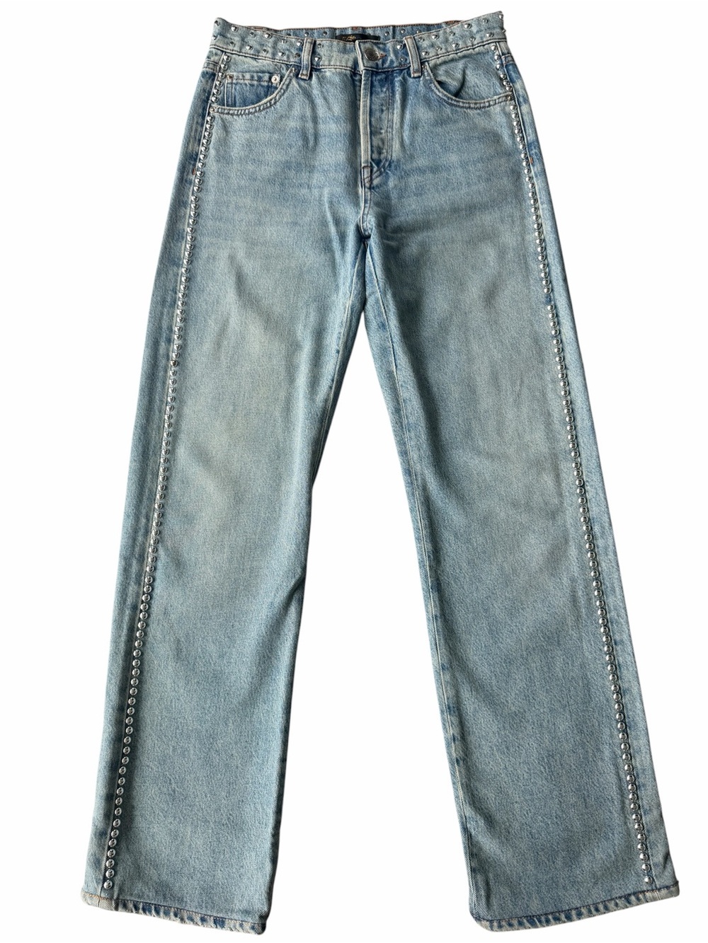 ✅ Maje Light Blue Straight Leg Jeans with Stud Trim size 36